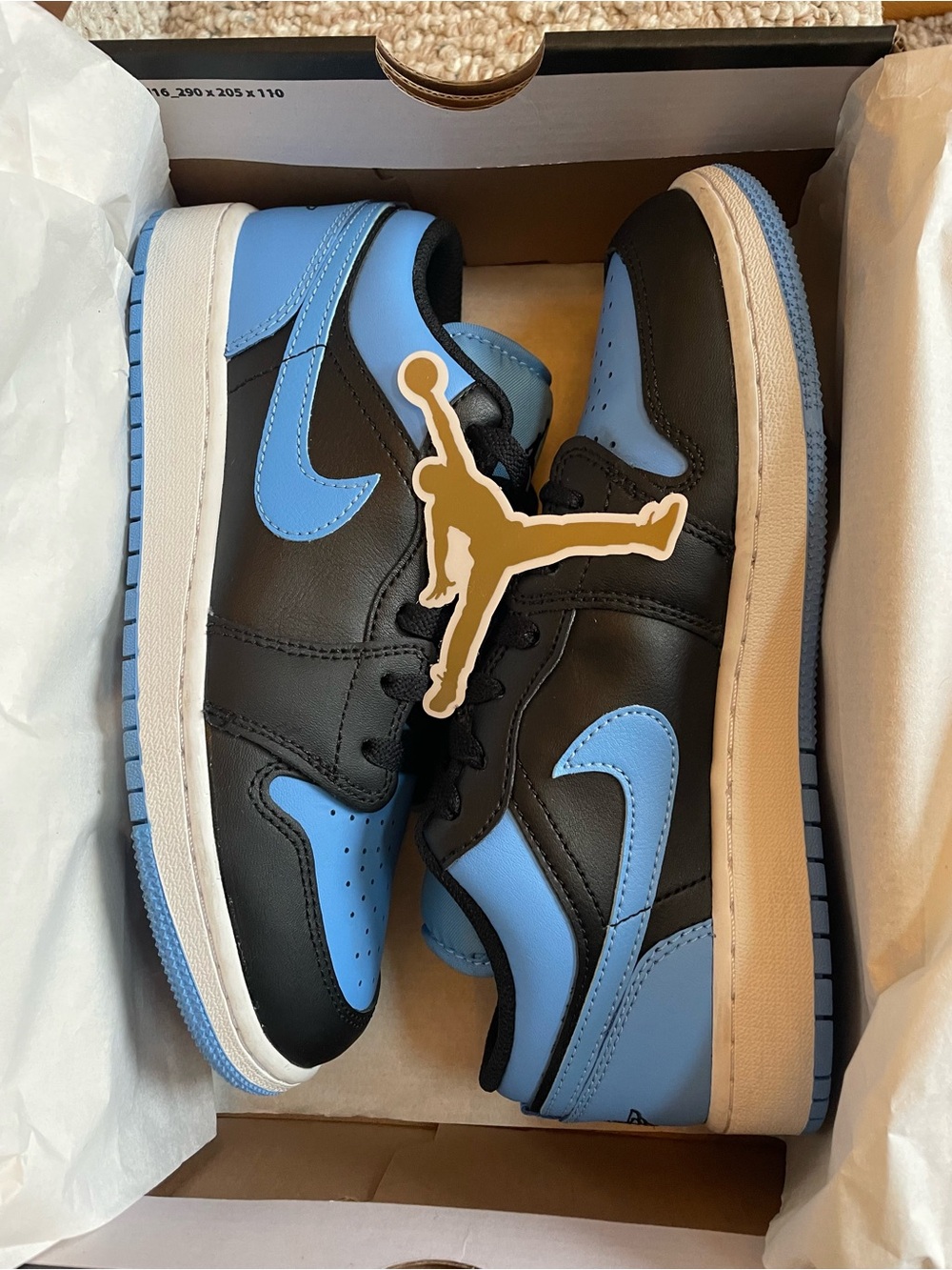 Nike Black and Light Blue Low-Top Sneakers